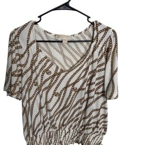 Elegant Brown and White Women's Top